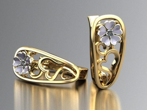 Herzen überall scheint Luxus gold Schmuck kostbar bedruckbar ist Juwel gem genial Ohrring Mode-Schönheit emal weiß-gold Blumen Ohrringe 3d print model - Mito3D