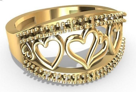 corações senhora anel c3d joalheria ouro imprimível diamante prata argolas Casamento noivado gema brilhante 3d print model - Mito3D