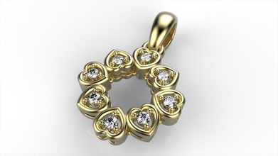 hearts necklace pendant jewelry gold gem diamond pendants 3d print model - Mito3D
