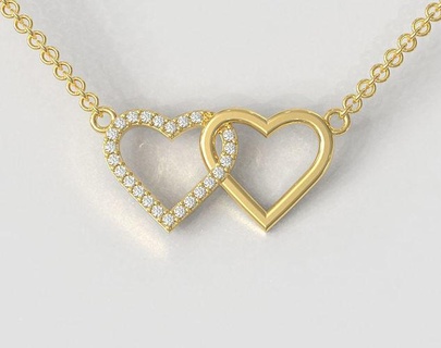 kalpler kolye paulorani 39 ye modaya uygun moda modern gümüş kalp Aşk takı altın elmas nişan düğün genç kolyeler 3d print model - Mito3D