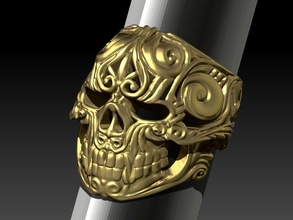 heavy ring boss chief skull jewel man woman luxury jewelry gold precious sterling printable silver gem fashion engagement rings 3d print model - Mito3D