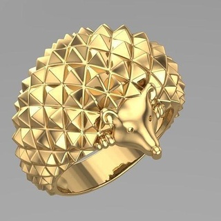 hedgehog ring gold design art silver sterling jewelry rings 3d print model - Mito3D