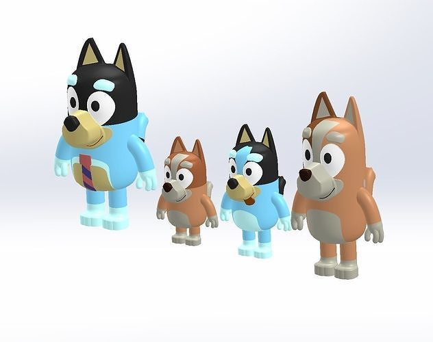 Heeler família Bingo azulado bandido Pimenta modelo serie brinquedo jogos desenho animado crianças brinquedos 3D print model - Mito3D