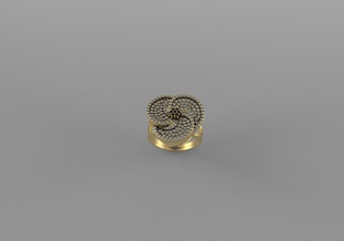 helikon yüzük takı parlayan altın parlak metalik lüks yazdırılabilir sterling sanat elmas doğa 3d print model - Mito3D