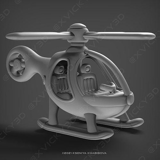 helicopter heliquito 3d 3dprint stylized toy 3dp heli vehicle aircraft cute rotor copter propeller cinema movie cartoon games toys 3d print model - Mito3D