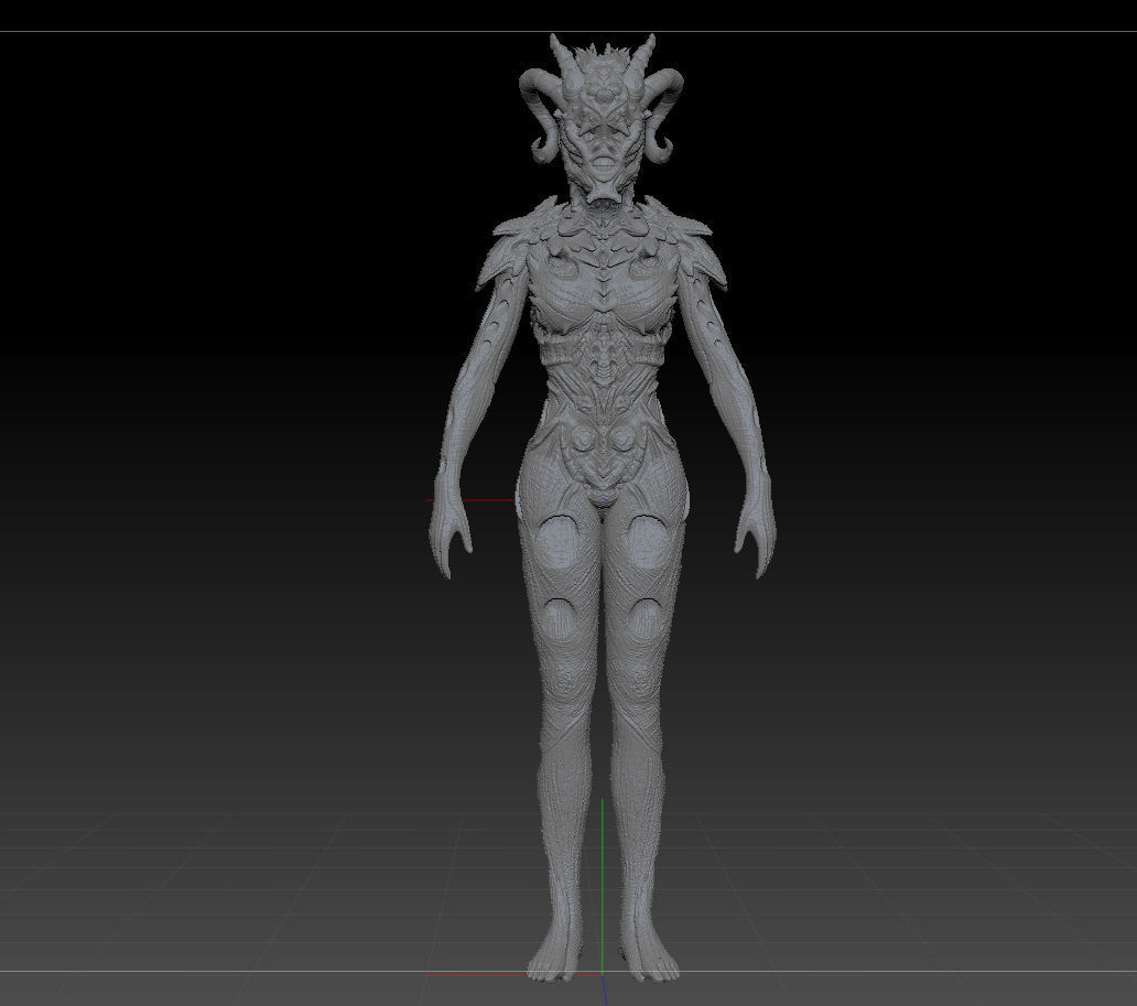 cehennem kraliçe karakter yaratık canavar iblis yabancı fantezi büyü bilim kurgu insansı çıplak ejderha organik şeytan obj 3dstudio heykel 3dprinter ölçekler yeraltı dünyası heykeller sanat 3D print model - Mito3D