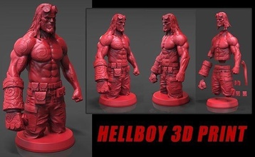 hellboy 3d impresión estatua escultura arte imprimirhellboy estatuilla busto historietas esculturas 3d print model - Mito3D