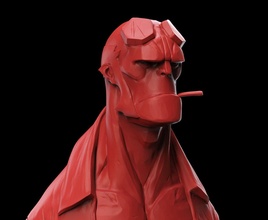 hellboy buste bande dessinée tête portrait héros miniature figure objets collection jouets 3dprinting statue imprimable humain geek masculin art sculptures merveille dc 3d print model - Mito3D