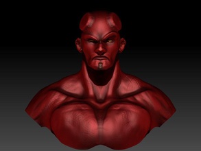 Hellboy busto 3d impresión cabeza esculpir estatua zbrush Ciencias personaje acción fantasía película hombre músculo Arte fuerte anatomía fuerza esculturas 3d print model - Mito3D