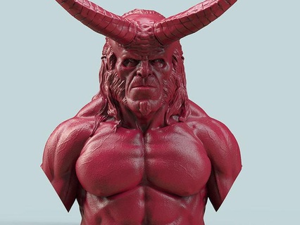 hellboy bust david harbour comics miniatures figurines demon hero statue toys printable character darkhorsecomics realistic 3dprint horn creature ragnarok dc marvel art sculptures 3d print model - Mito3D