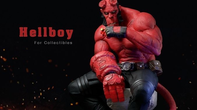 hellboy fanart collectible comics statue geek print hq character model printable art sculptures 3D print model - Mito3D