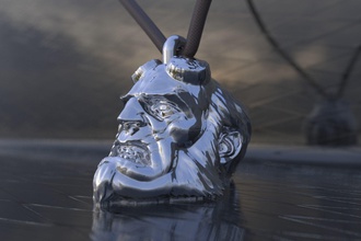 hellboy kafa kolye hellby heykel sanat Gümüş yazdırılabilir takı 3d print model - Mito3D