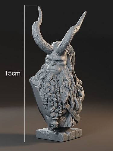 hellboy nordic bust print3d character 3d details art sculptures 3D print model - Mito3D