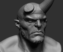 hellboy printable characters creatures fantasy humanoid people stylized realistic zbrush ztool head 3dprint art sculptures 3d print model - Mito3D