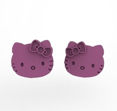 kitty kitten animal gold jewelry silver jewel earrings 3d print model - Mito3D