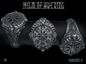 helm awe ring jewelry thor hammer viking norse biomechanic giger alien symbol skullring luxury wealth decoration art knight ancient antique rings 3d print model - Mito3D