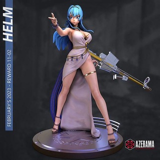 helm nikke stl ready 3d printing anime videogame goddess sniper girl manga azerama riffle navy army art sculptures 3d print model - Mito3D