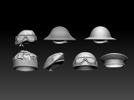 helmet brodie caps helmet brodie cap beret ww2 2ww wwii soldier uk kingdoom britain great art sculptures  3d print model - Mito3D