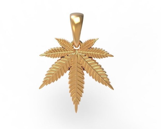 hemp cannabis leaf marijuana ganja weed pendant jewelry jewellery pendent coulomb gold buddha exotic pendants 3D print model - Mito3D
