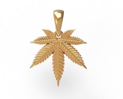 Hanf Cannabis Blatt Marihuana Ganja Gras Anhänger Schmuck hängend Coulomb Gold Buddha exotisch 3d print model - Mito3D