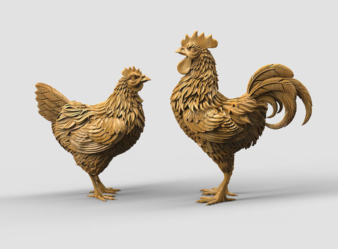 galinha galo estátua frango escultura pássaro impressão animal arte esculturas 3D print model - Mito3D