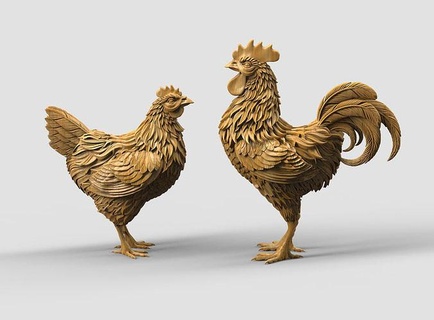gallina gallo estatua pollo escultura polla pájaro impresión animal Arte esculturas 3d print model - Mito3D
