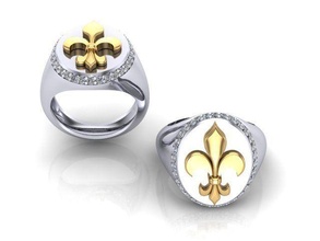 araldico lili squillare 1 oro gioielleria diamante moda brillante anelli 3d print model - Mito3D