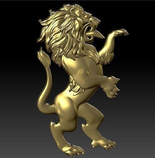 heraldic lion standing hind legs jewelry printable pendant gold beast wild silver stl 3ds obj print jewellery emblem symbol coat arms pendants 3d print model - Mito3D