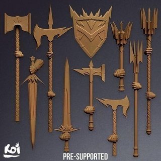 heralds storm - weapon set weapons bundle warhammer wargame knight proxy removable parts tabletop miniature sword shield age 3d print fantasy kitbash conversion games toys board 3d print model - Mito3D