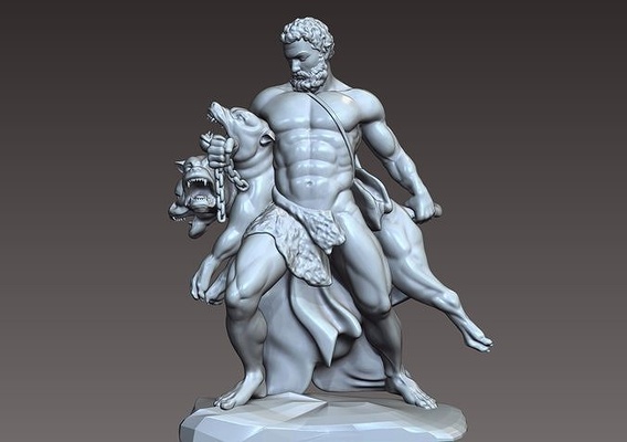 hercule cerberus hercules heracles ancient greek mythology sculpture man hero character fantasy statue art sculptures figure gods 3d print model - Mito3D