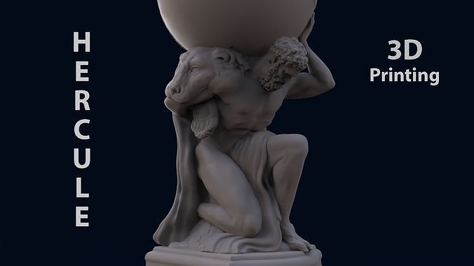 hercule portant globe marbre figure statue art sculpture homme atlas monde paradis épique sculptures 3D print model - Mito3D