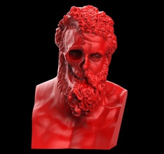 hércules rasgado cara heracles mitología griego mito busto escultura cráneo sangre horror muerte arte esculturas arte pop moderno moderno estatua recuerdo mori 3d print model - Mito3D