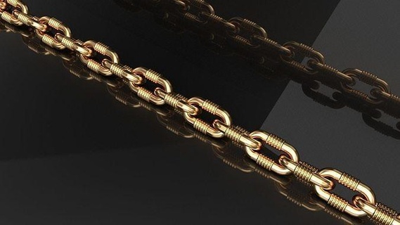 hermes chainlink necklace bracelet chain link jewelry fashion gold silver pendant wristband design bracelets 3d print model - Mito3D