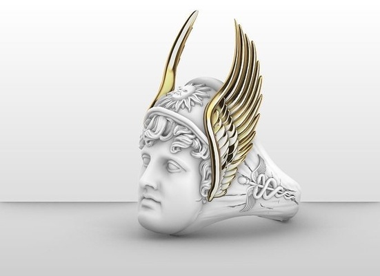 hermes anillo 3d modelo griego bienes escultura antiguo joyería joya estatua olimpicos mito dios neptuno esparta olimpo helinck mitología leyenda júpiter mítico monstruo anillos 3d print model - Mito3D