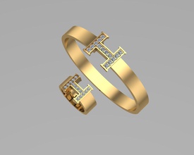 hermes bangle anelli nn073 gioielli bracciali braccialetto collezione anello oro argento disco di platino doni presenta ragazze donne compleanno anniversario anniversari fidanzamento lusso speciale 3d print model - Mito3D