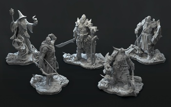 hero pack set rpg miniature boardgame barbarian mage wizard dwarf elf paladin knight dragon lordoftherings toy game warminiature games toys board 3d print model - Mito3D