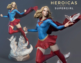 heroicas - figure 1 supergirl 3d model print super heroe girl superman statue woman art printable sculptures 3d print model - Mito3D