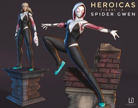 heroicas - figure 3 spider gwen stl 3d print printable famale hero parts statue woman art sculptures 3d print model - Mito3D