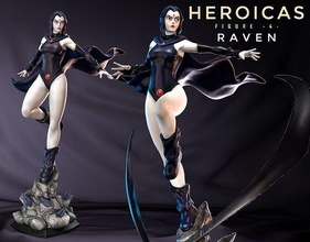 heroicas figura 4 raven 3d impressão arte fantasia corpo mulher estátua imprimível anatomia heroi dc esculturas 3d print model - Mito3D