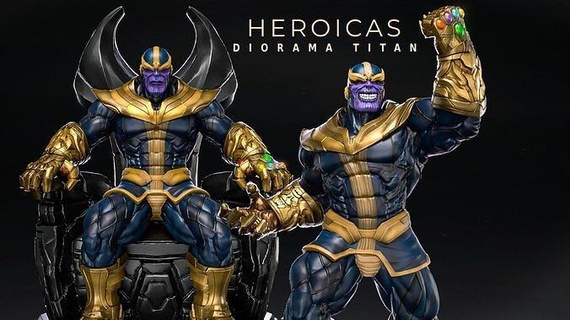 heroicas - thanos ver1 heroe villian marvel throne 3d print statue avengers infinity avenger art sculptures 3d print model - Mito3D