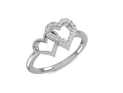 Hirsch Ring 2 Herz Schmuck Silber Gold druckbar Diamant Engagement Sterling Weiß Mode Schönheit Solitär Hochzeit Kleidung Platin Valentinstag Ringe 3d print model - Mito3D