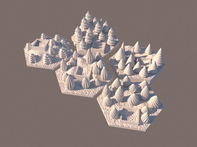 hex floresta modelos highpoly impressão árvore jogos brinquedos 3D print model - Mito3D