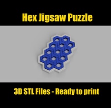 hex jigsaw puzzle - stl files cassetete hexagon pieces game board hobby hard brain teaser shaped pattern play games toys 3d print model - Mito3D