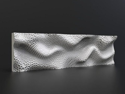 hexa fachada Voronoi estilo paramétrico parede Projeto 3d decoração imprimível ondulado cnc arquitetura futurismo onda interior casa 3d print model - Mito3D