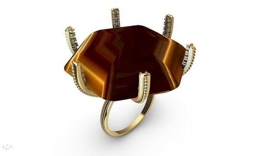 altıgen kokteyl yüzük stl doğrulandı mücevher takı yazdırılabilir elmas moda prototip oluşturma 3d cad şık tasarım modaya uygun cazibe ilk mühür tasarımcı Beyan hafif Metin yüzükler 3d print model - Mito3D