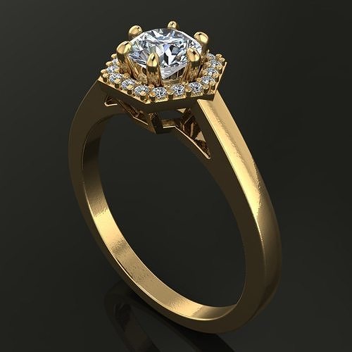 altıgen elmas hale nişan yüzük takı grup nişanlı düğün aşk romantik kadin kadın moda antik yüzükler 3D print model - Mito3D