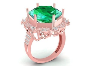 hexagon diamant dame ring 3038 asiatisch schmuck mode zubehör gold frau frauen design ringe 3d print model - Mito3D