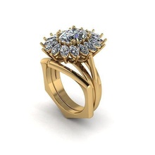 Hexagon Diamant Ring s2 Juwel Engagement Hochzeit Schmuck Silber Gold engagem Mode Sterling Anhänger Halskette Schönheit Ohrringe Ringe 3d print model - Mito3D