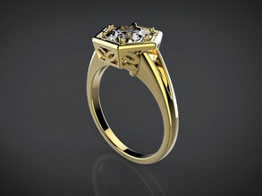 hexagon engagement ring schnitt 8mm stein steine edelsteine juwel schmuck edelstein diamanten schneidet diamant brillant ringe gold modell druckbar prototyp entwickeln cnc drucken sechseckig 3d print model - Mito3D