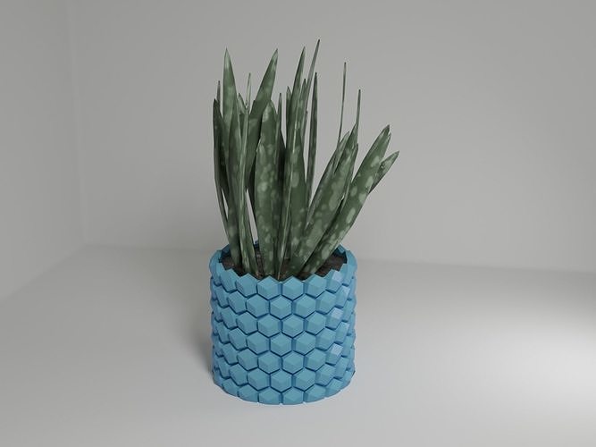 hexagone fleur pot décor planteur plante aloès feuille accueil maison vase desck décoration art succulent modèle 3D print model - Mito3D